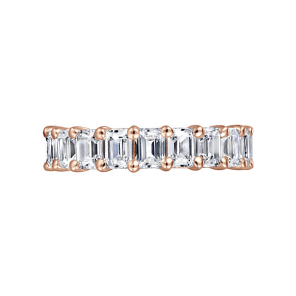 Evora - 14K Rose Gold Shared Prong Emerald Cut Diamond Eternity Band