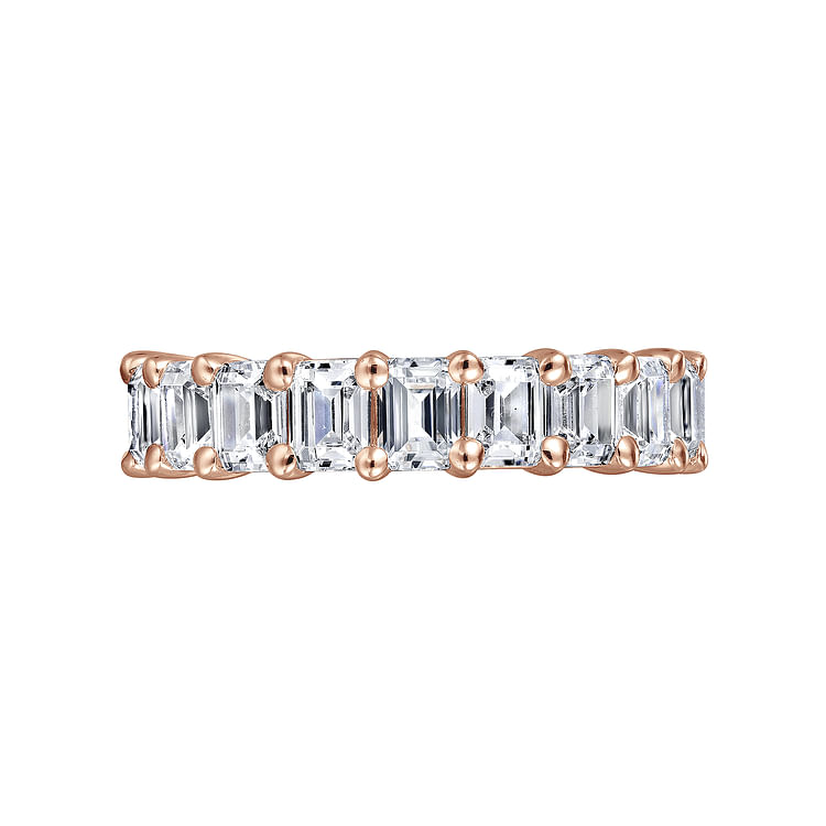 Evora - 14K Rose Gold Shared Prong Emerald Cut Diamond Eternity Band