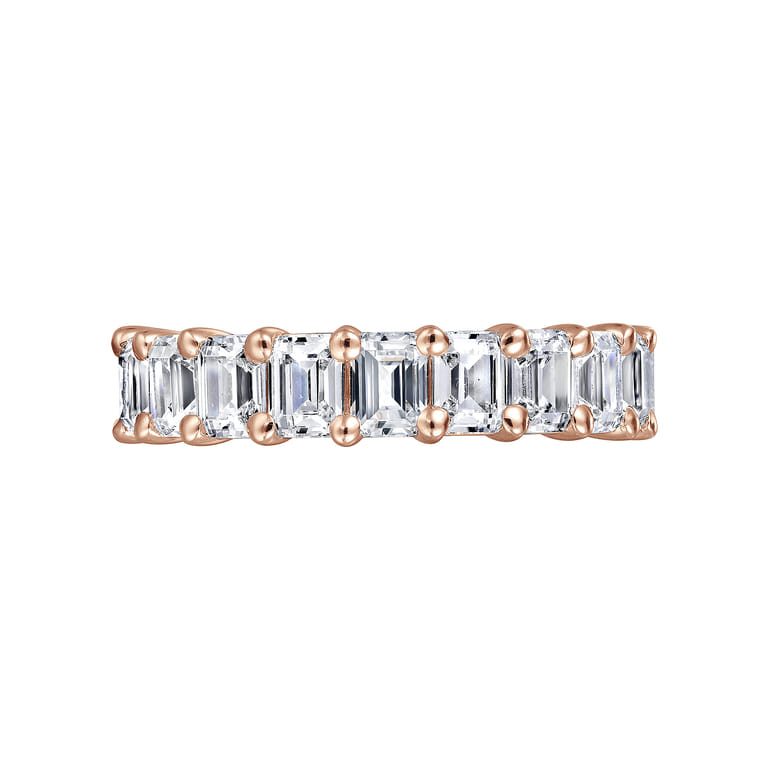Eternity Band Wedding Ring in 14k Rose Gold with Emerald Cut Natural Diamond at Gabriel & Co. - Shot 5