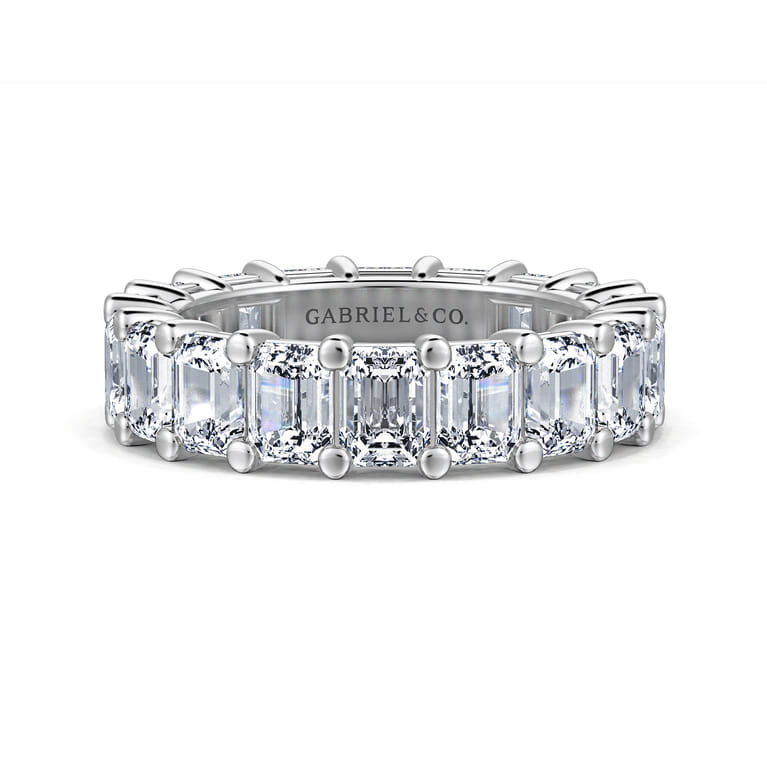 Eternity Band Wedding Ring in 14k White Gold with Emerald Cut Natural Diamond at Gabriel & Co. - Shot 1