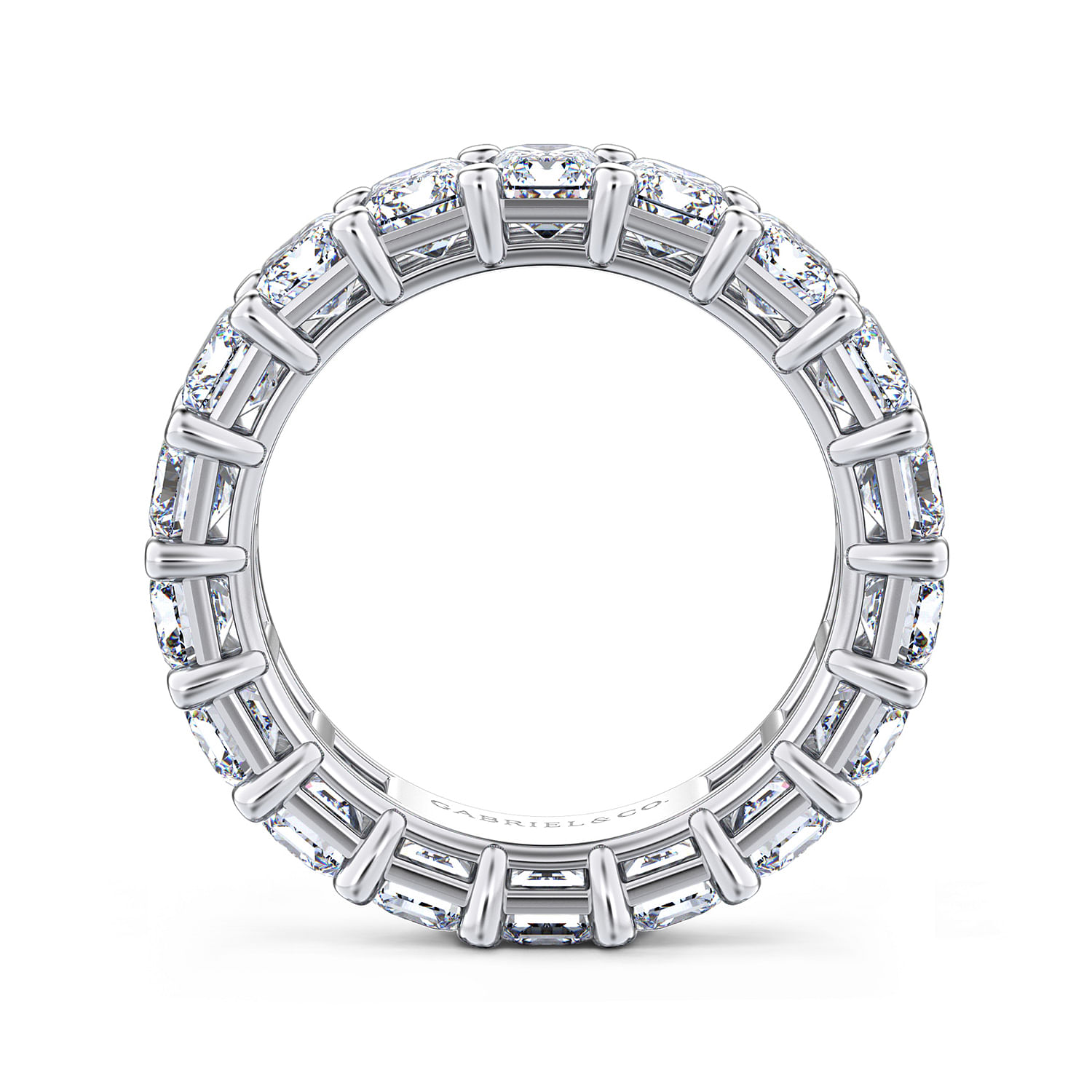 Eternity Band Wedding Ring in 14k White Gold with Emerald Cut Natural Diamond at Gabriel & Co. - Shot 2