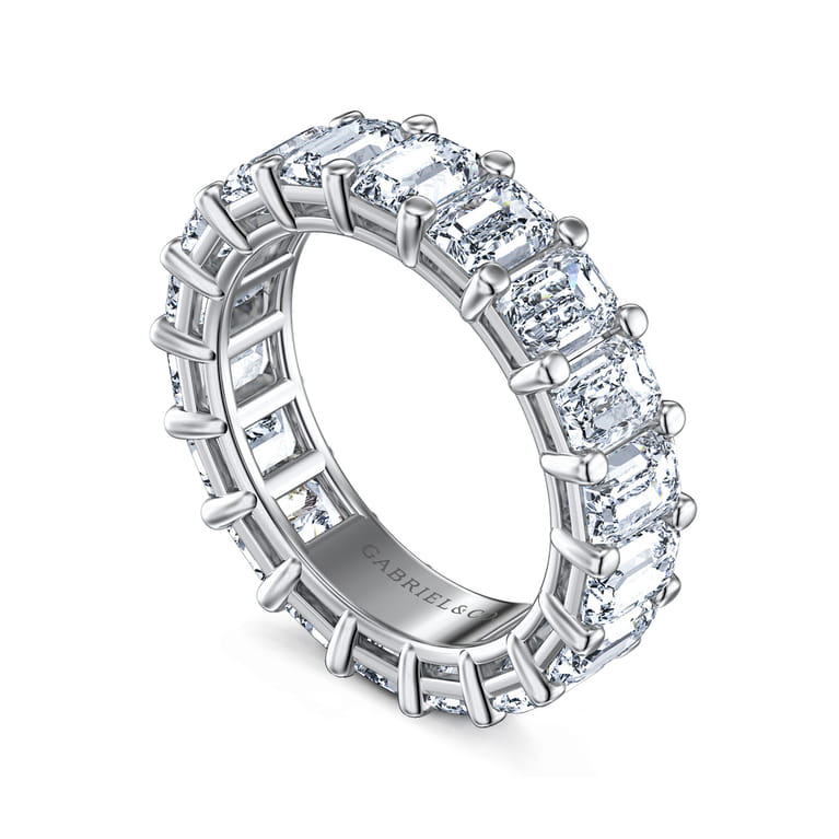 Eternity Band Wedding Ring in 14k White Gold with Emerald Cut Natural Diamond at Gabriel & Co. - Shot 3