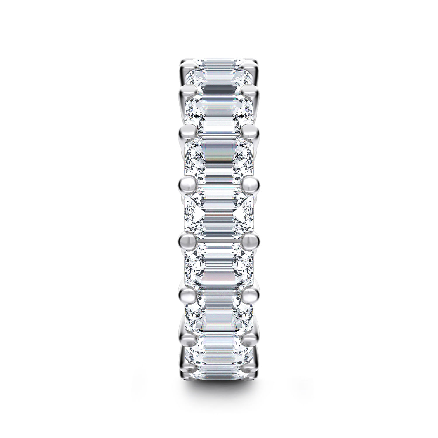 Eternity Band Wedding Ring in 14k White Gold with Emerald Cut Natural Diamond at Gabriel & Co. - Shot 4