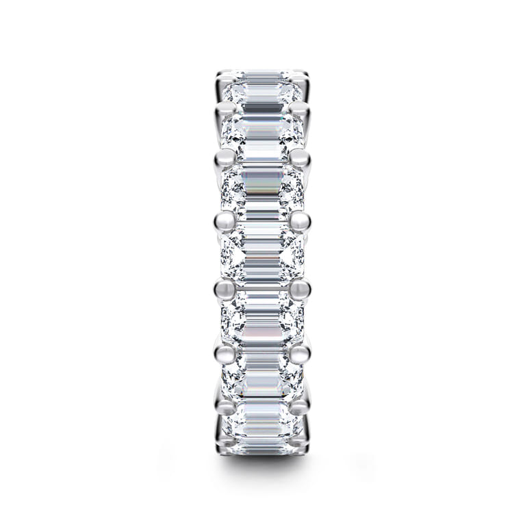 Eternity Band Wedding Ring in 14k White Gold with Emerald Cut Natural Diamond at Gabriel & Co. - Shot 4