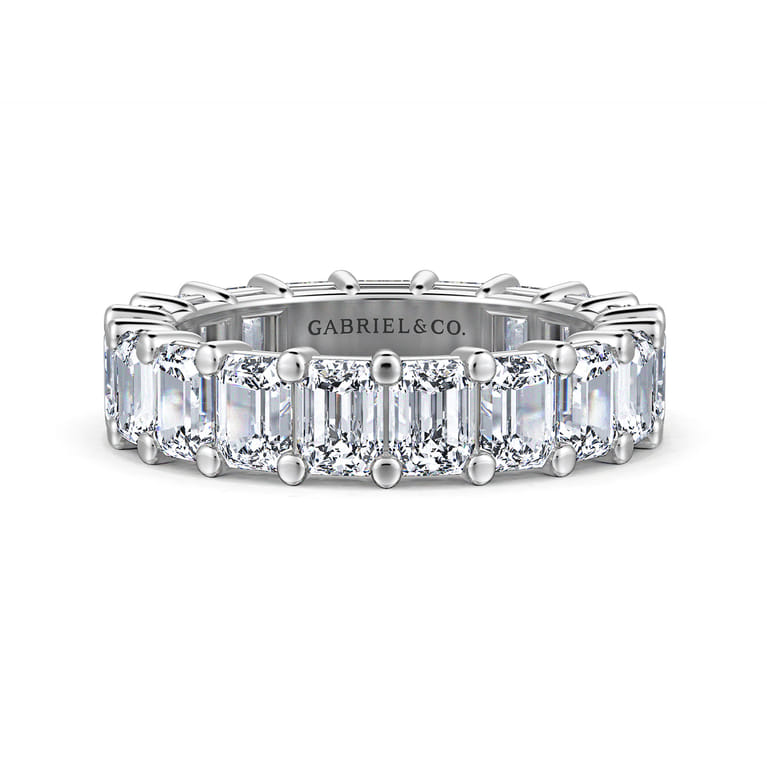 Eternity Band Wedding Ring in 14k White Gold with Emerald Cut Natural Diamond at Gabriel & Co. - Shot 1
