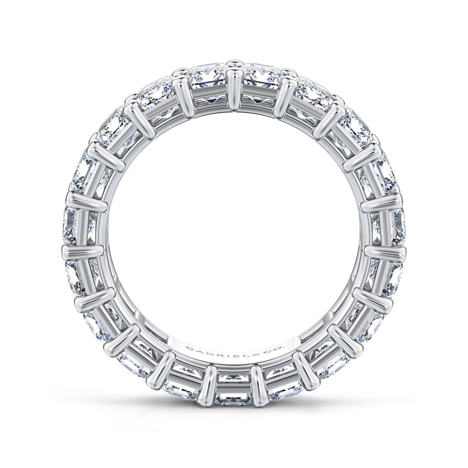 Eternity Band Wedding Ring in 14k White Gold with Emerald Cut Natural Diamond at Gabriel & Co. - Shot 2
