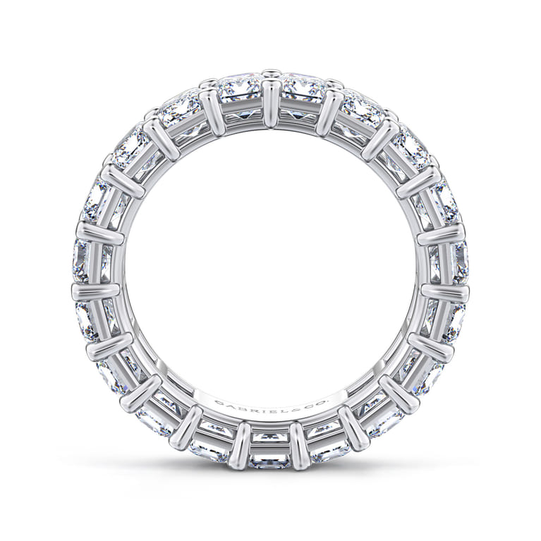 Eternity Band Wedding Ring in 14k White Gold with Emerald Cut Natural Diamond at Gabriel & Co. - Shot 2