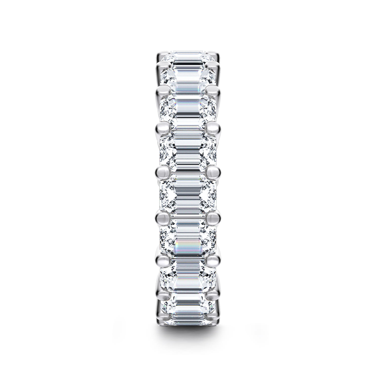 Eternity Band Wedding Ring in 14k White Gold with Emerald Cut Natural Diamond at Gabriel & Co. - Shot 4