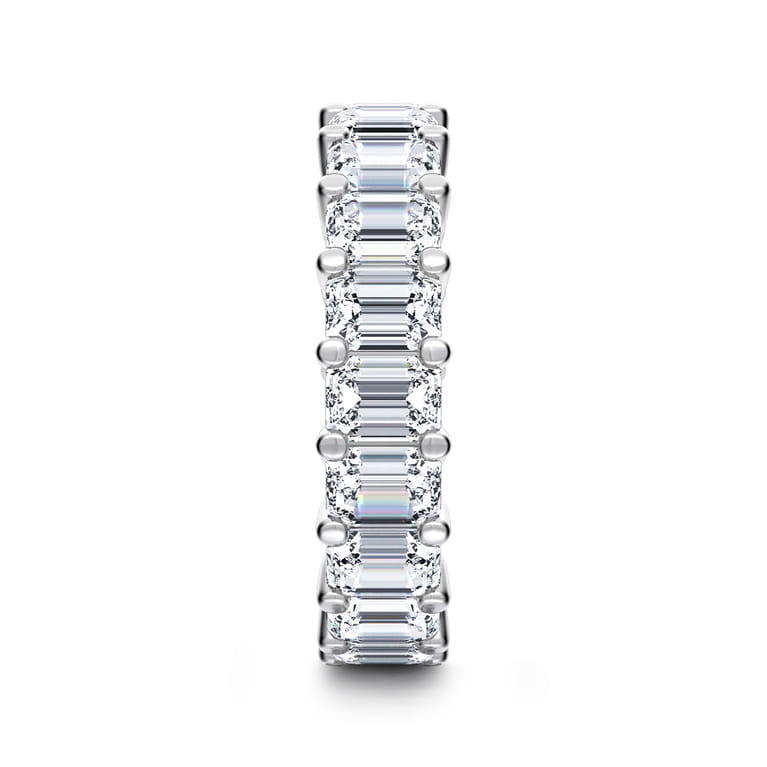 Eternity Band Wedding Ring in 14k White Gold with Emerald Cut Natural Diamond at Gabriel & Co. - Shot 4