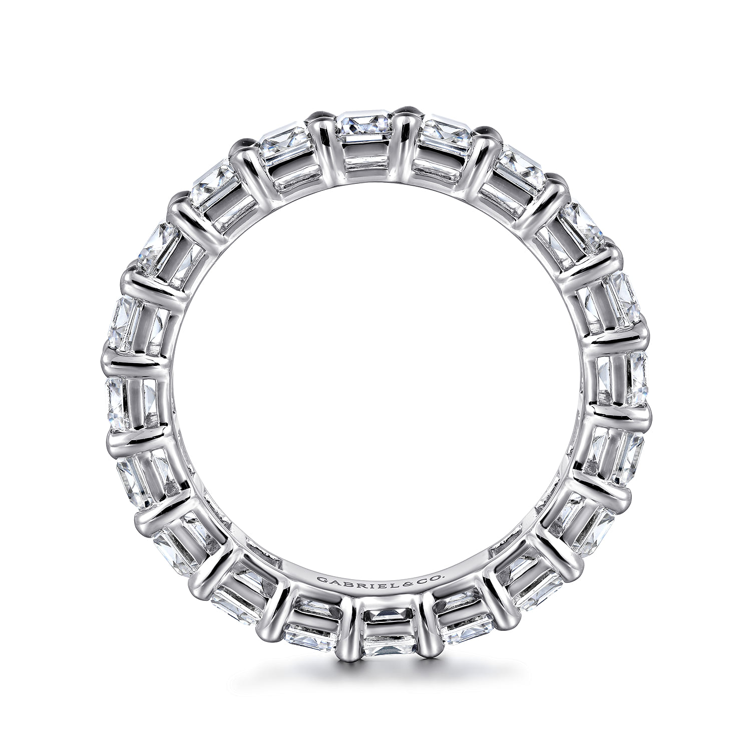 Eternity Band Wedding Ring in 14k White Gold with Emerald Cut Natural Diamond at Gabriel & Co. - Shot 2