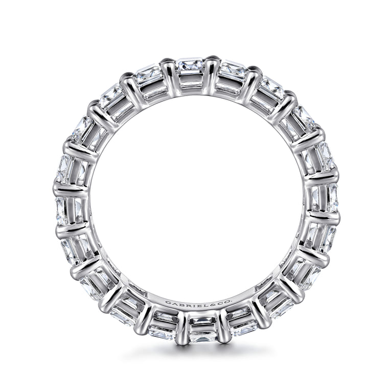 Eternity Band Wedding Ring in 14k White Gold with Emerald Cut Natural Diamond at Gabriel & Co. - Shot 2