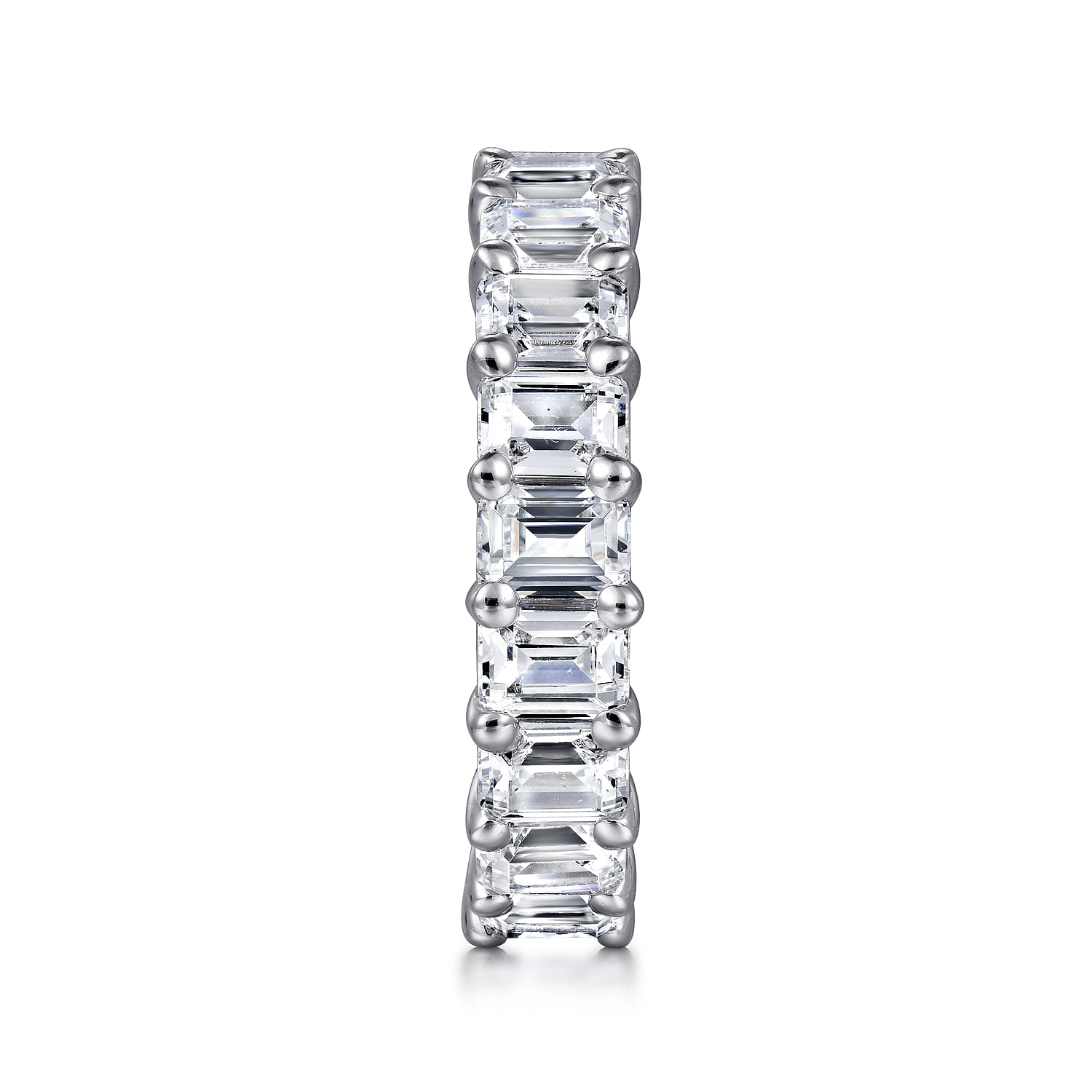 Eternity Band Wedding Ring in 14k White Gold with Emerald Cut Natural Diamond at Gabriel & Co. - Shot 4