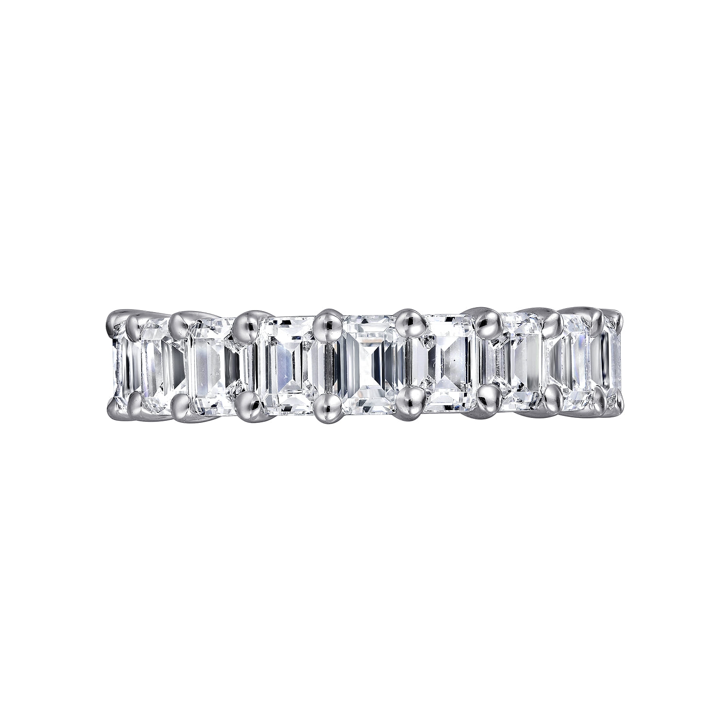 Eternity Band Wedding Ring in 14k White Gold with Emerald Cut Natural Diamond at Gabriel & Co. - Shot 6