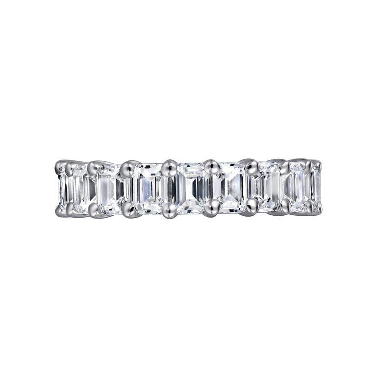 Eternity Band Wedding Ring in 14k White Gold with Emerald Cut Natural Diamond at Gabriel & Co. - Shot 6