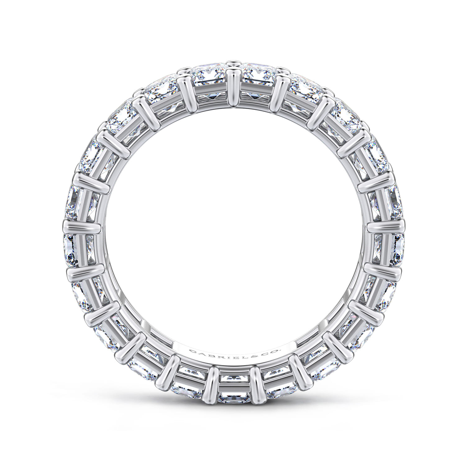 Eternity Band Wedding Ring in 14k White Gold with Emerald Cut Natural Diamond at Gabriel & Co. - Shot 2