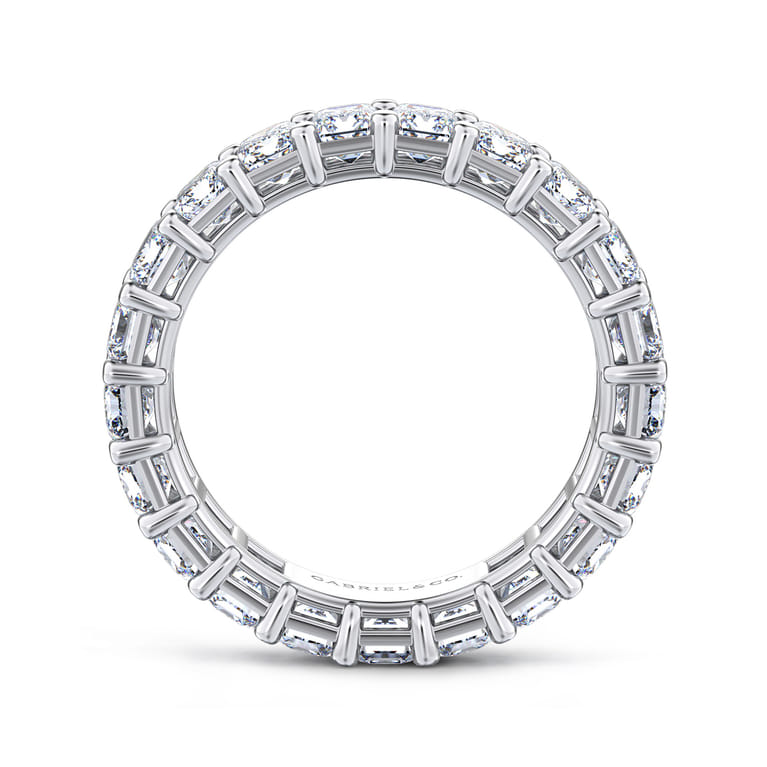 Eternity Band Wedding Ring in 14k White Gold with Emerald Cut Natural Diamond at Gabriel & Co. - Shot 2