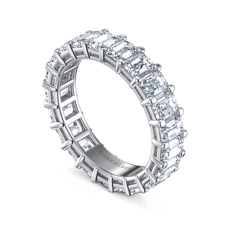 Eternity Band Wedding Ring in 14k White Gold with Emerald Cut Natural Diamond at Gabriel & Co. - Shot 3