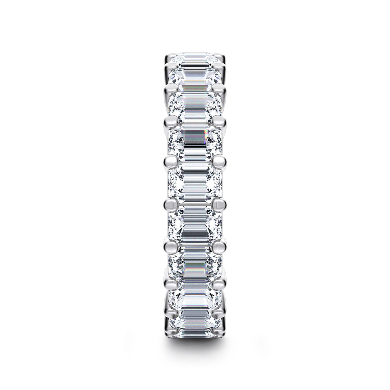 Eternity Band Wedding Ring in 14k White Gold with Emerald Cut Natural Diamond at Gabriel & Co. - Shot 4
