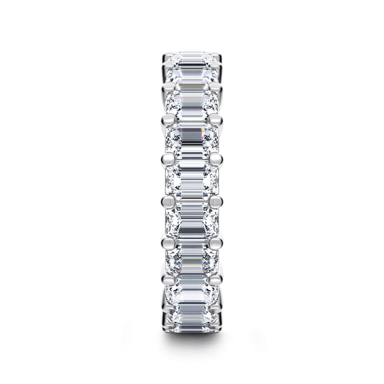 Eternity Band Wedding Ring in 14k White Gold with Emerald Cut Natural Diamond at Gabriel & Co. - Shot 4