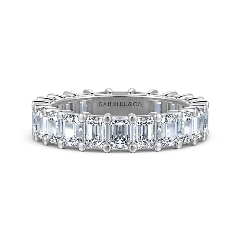 Eternity Band Wedding Ring in 14k White Gold with Emerald Cut Natural Diamond at Gabriel & Co. - Shot 1