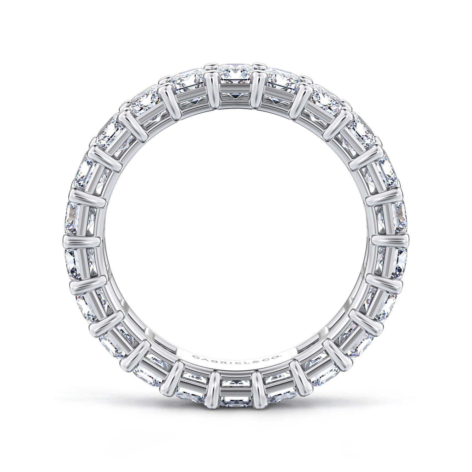 Eternity Band Wedding Ring in 14k White Gold with Emerald Cut Natural Diamond at Gabriel & Co. - Shot 2