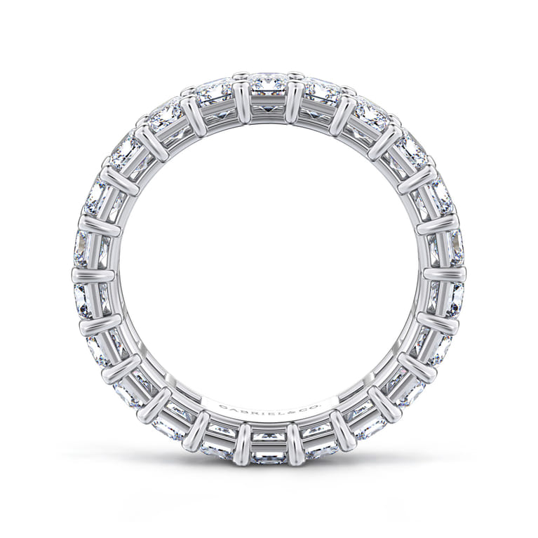 Eternity Band Wedding Ring in 14k White Gold with Emerald Cut Natural Diamond at Gabriel & Co. - Shot 2