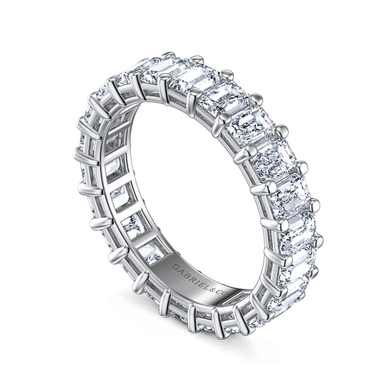 Eternity Band Wedding Ring in 14k White Gold with Emerald Cut Natural Diamond at Gabriel & Co. - Shot 3