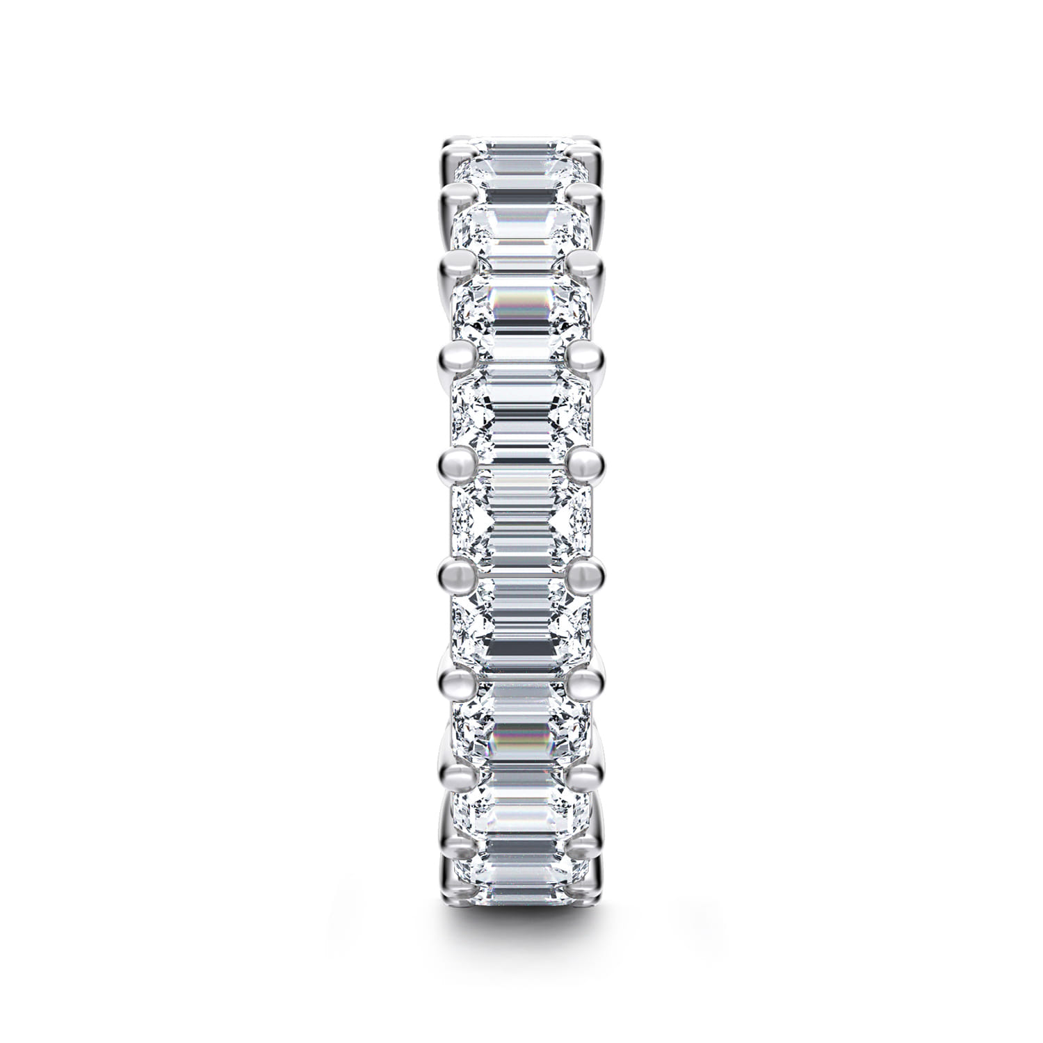 Eternity Band Wedding Ring in 14k White Gold with Emerald Cut Natural Diamond at Gabriel & Co. - Shot 4