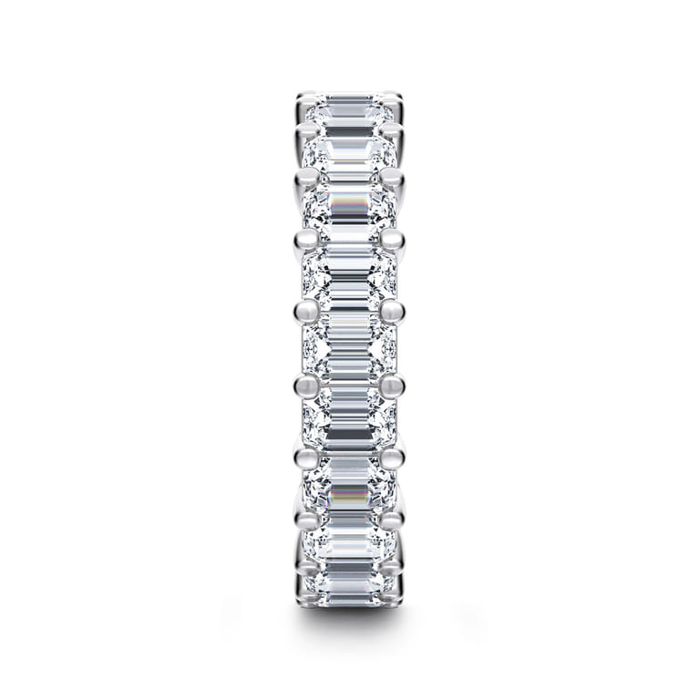 Eternity Band Wedding Ring in 14k White Gold with Emerald Cut Natural Diamond at Gabriel & Co. - Shot 4