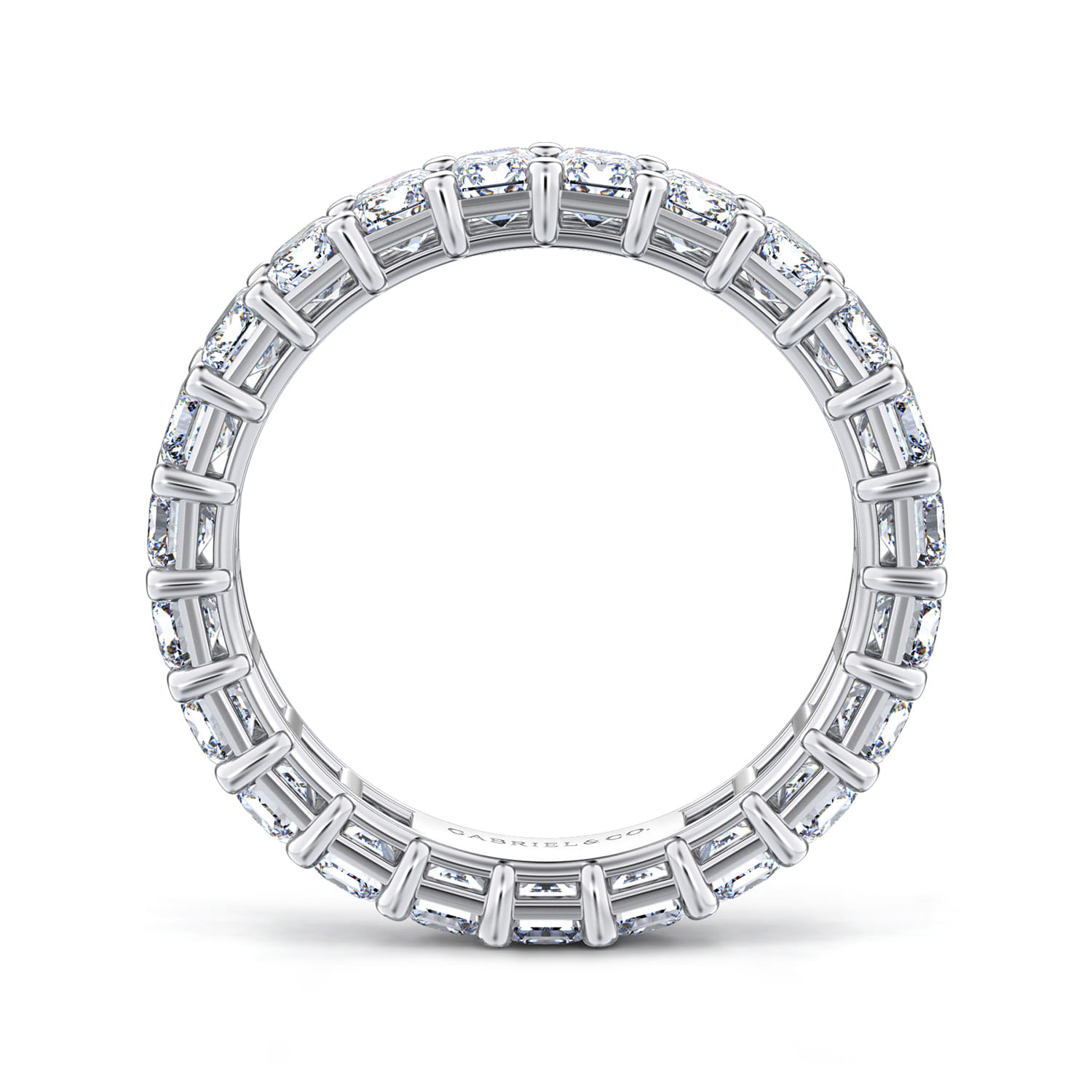 Eternity Band Wedding Ring in 14k White Gold with Emerald Cut Natural Diamond at Gabriel & Co. - Shot 2
