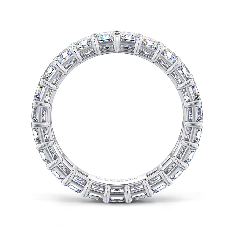 Eternity Band Wedding Ring in 14k White Gold with Emerald Cut Natural Diamond at Gabriel & Co. - Shot 2