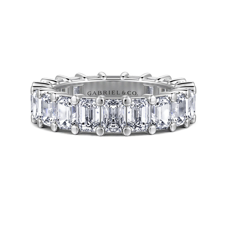 Eternity Band Wedding Ring in 14k White Gold with Emerald Cut Natural Diamond at Gabriel & Co. - Shot 1