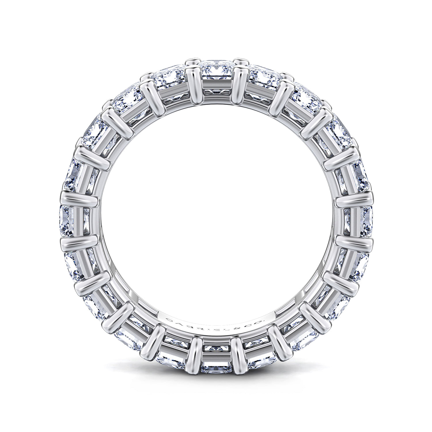 Eternity Band Wedding Ring in 14k White Gold with Emerald Cut Natural Diamond at Gabriel & Co. - Shot 2