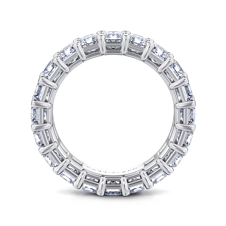 Eternity Band Wedding Ring in 14k White Gold with Emerald Cut Natural Diamond at Gabriel & Co. - Shot 2