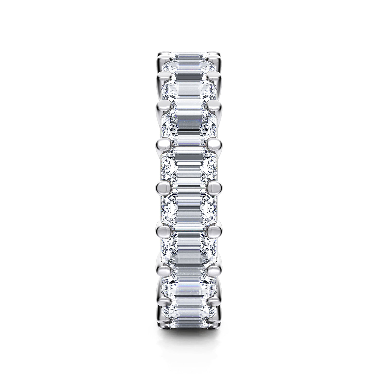 Eternity Band Wedding Ring in 14k White Gold with Emerald Cut Natural Diamond at Gabriel & Co. - Shot 4