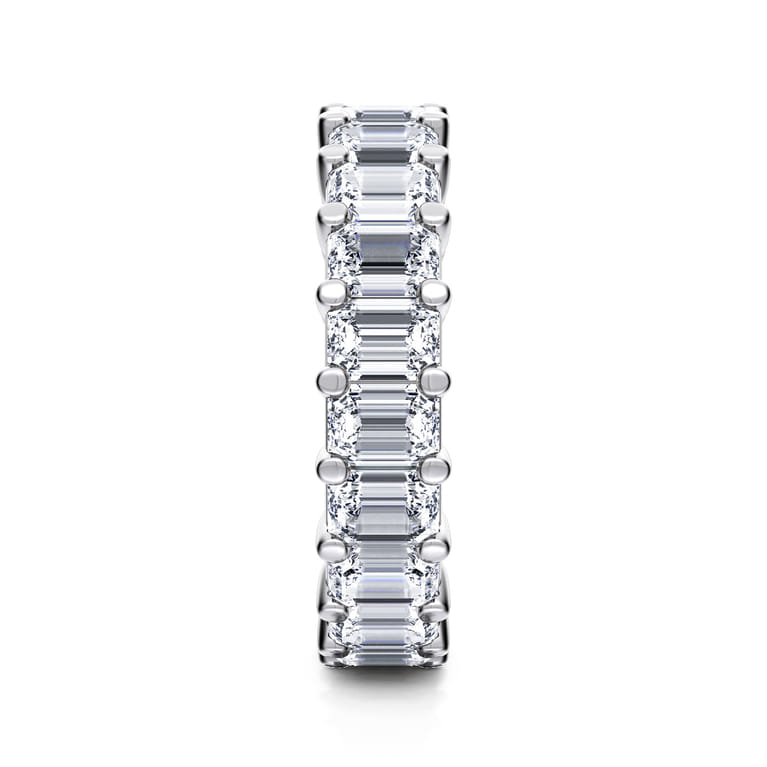 Eternity Band Wedding Ring in 14k White Gold with Emerald Cut Natural Diamond at Gabriel & Co. - Shot 4
