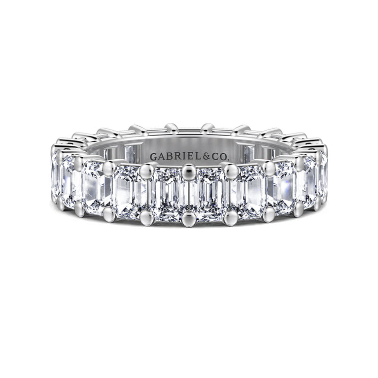 Eternity Band Wedding Ring in 14k White Gold with Emerald Cut Natural Diamond at Gabriel & Co. - Shot 1