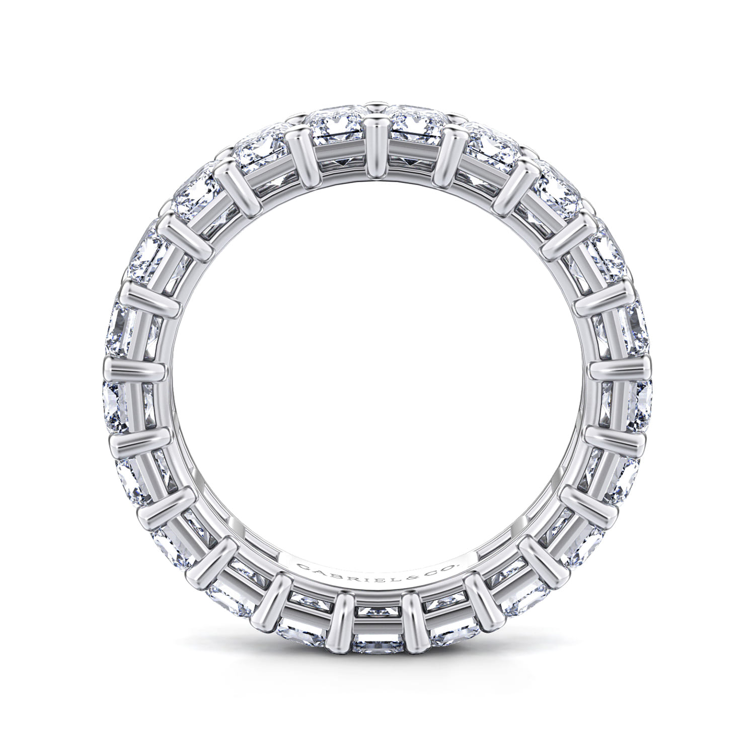Eternity Band Wedding Ring in 14k White Gold with Emerald Cut Natural Diamond at Gabriel & Co. - Shot 2