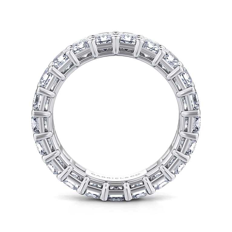 Eternity Band Wedding Ring in 14k White Gold with Emerald Cut Natural Diamond at Gabriel & Co. - Shot 2