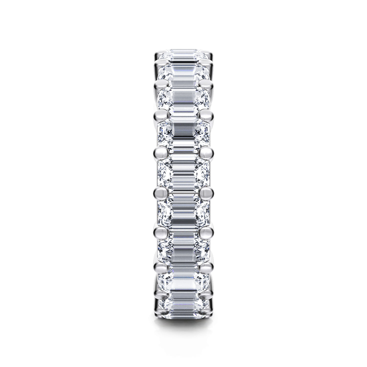 Eternity Band Wedding Ring in 14k White Gold with Emerald Cut Natural Diamond at Gabriel & Co. - Shot 4