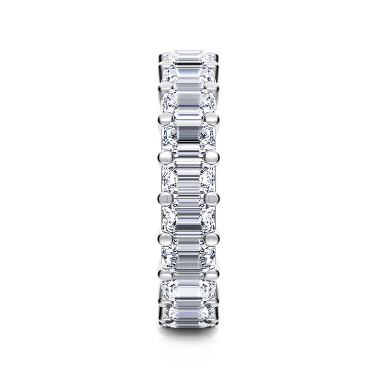 Eternity Band Wedding Ring in 14k White Gold with Emerald Cut Natural Diamond at Gabriel & Co. - Shot 4