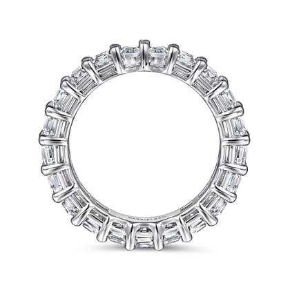 Evora - 14K White Gold Shared Prong Emerald Cut Diamond Eternity Band