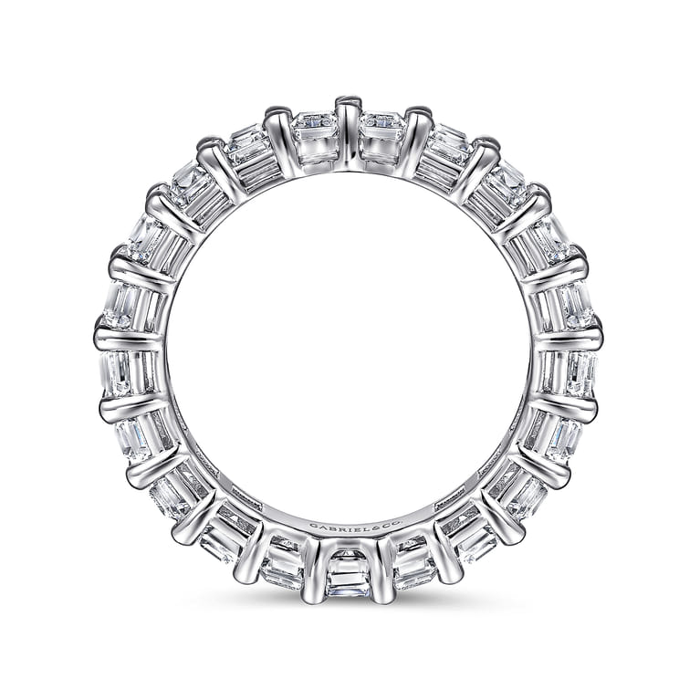 Eternity Band Wedding Ring in 14k White Gold with Emerald Cut Natural Diamond at Gabriel & Co. - Shot 2