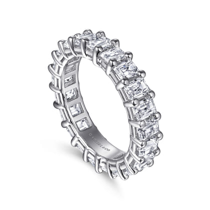 Evora - 14K White Gold Shared Prong Emerald Cut Diamond Eternity Band