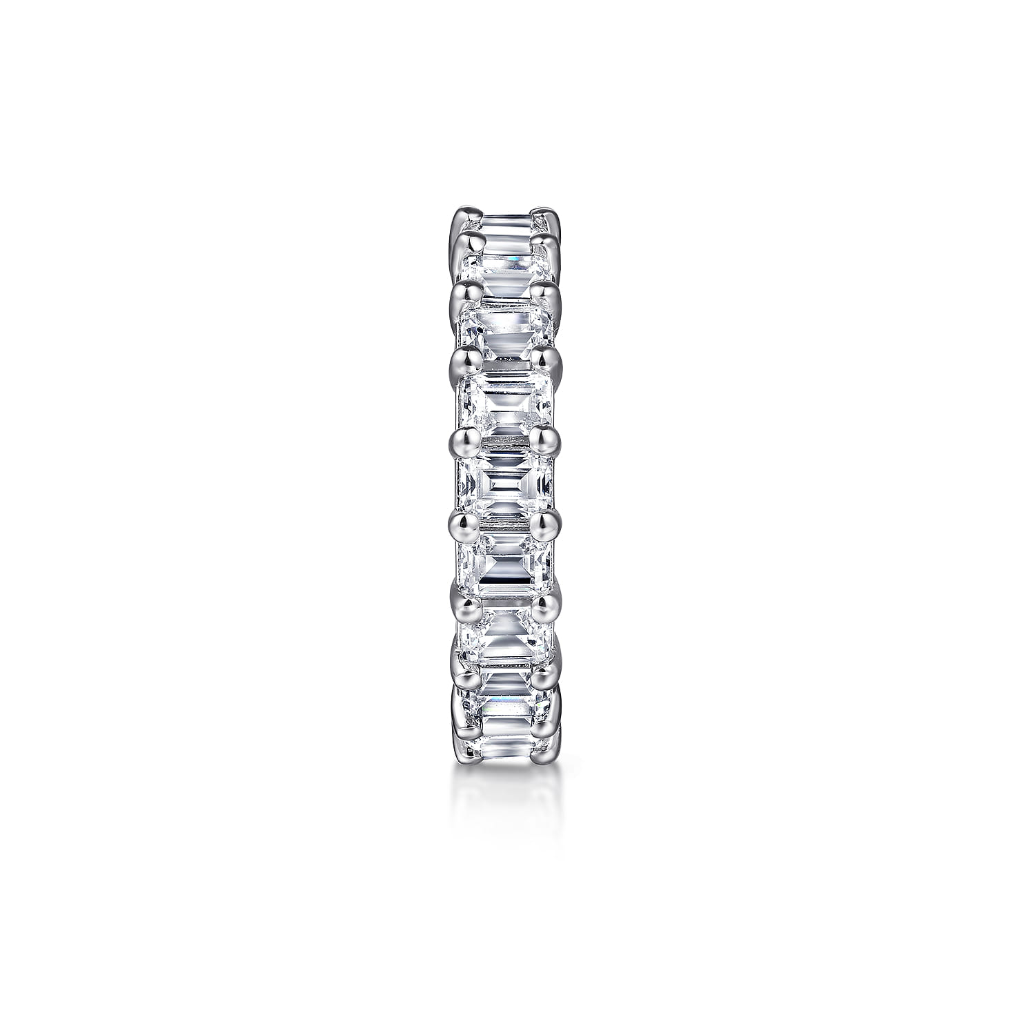 Eternity Band Wedding Ring in 14k White Gold with Emerald Cut Natural Diamond at Gabriel & Co. - Shot 4