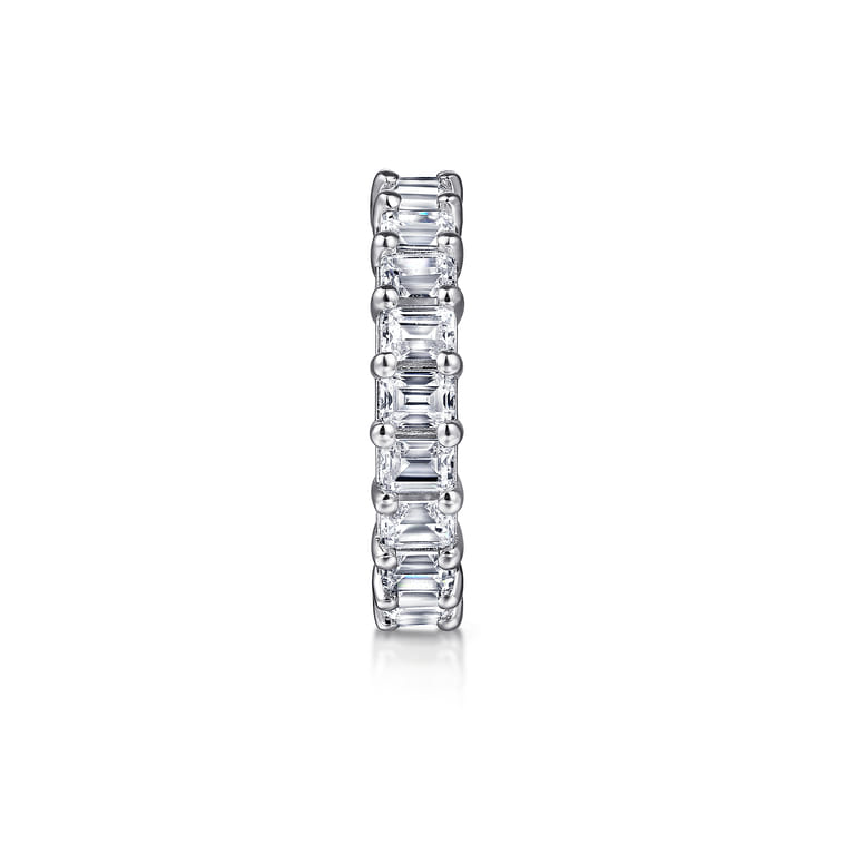 Eternity Band Wedding Ring in 14k White Gold with Emerald Cut Natural Diamond at Gabriel & Co. - Shot 4