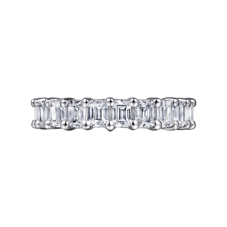 Eternity Band Wedding Ring in 14k White Gold with Emerald Cut Natural Diamond at Gabriel & Co. - Shot 5
