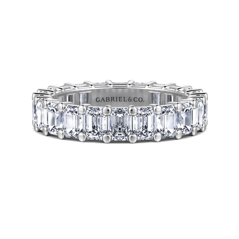 Eternity Band Wedding Ring in 14k White Gold with Emerald Cut Natural Diamond at Gabriel & Co. - Shot 1