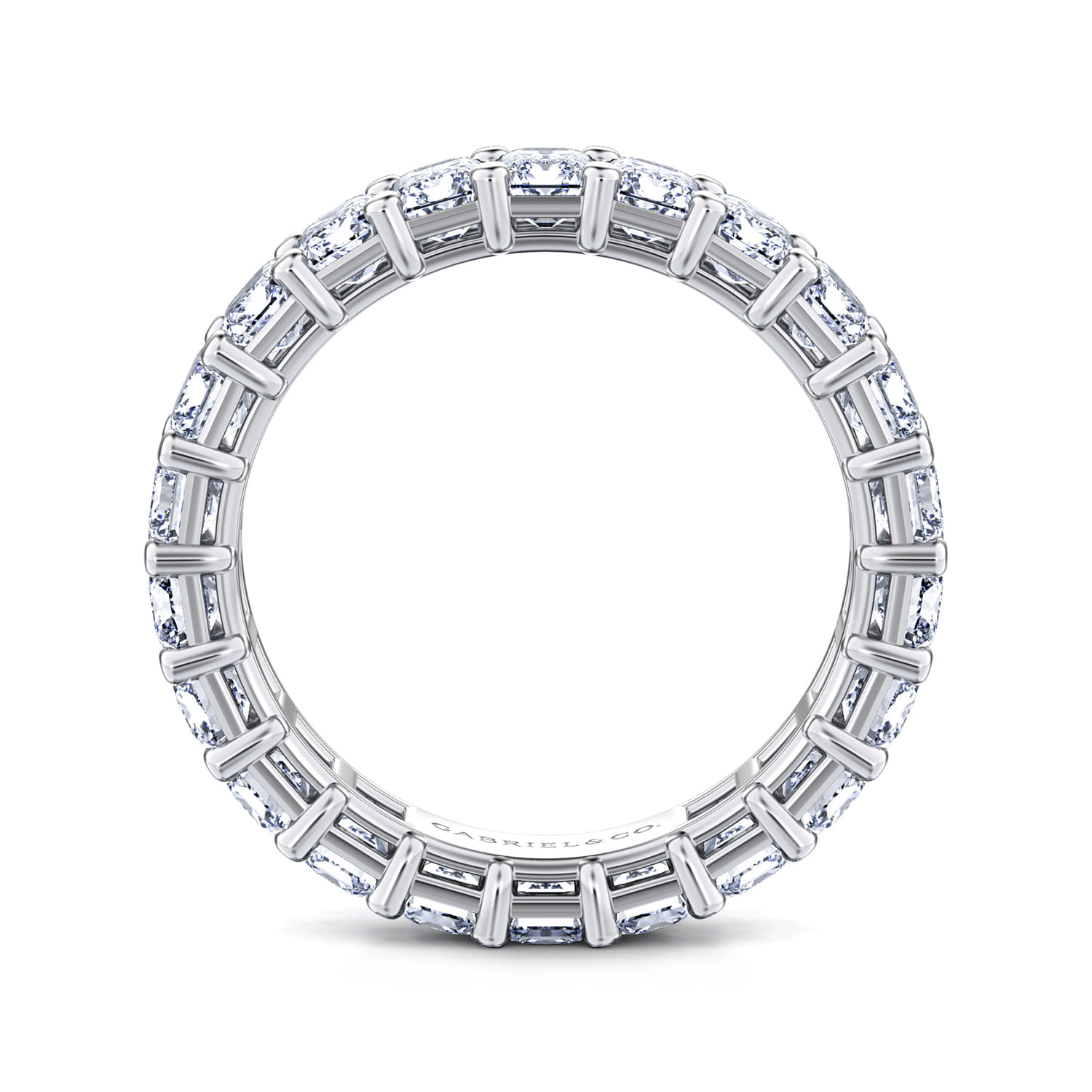 Eternity Band Wedding Ring in 14k White Gold with Emerald Cut Natural Diamond at Gabriel & Co. - Shot 2