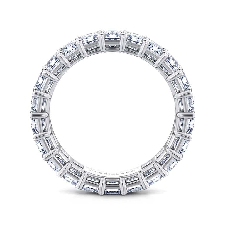 Eternity Band Wedding Ring in 14k White Gold with Emerald Cut Natural Diamond at Gabriel & Co. - Shot 2